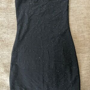 Katie J NYC Elegant Black Studded Strapless Dress